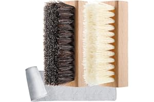 ZJoey 3 Pcs Sneaker Shoe Cleaner Brush Set Include Boar Cleaning Brush and Plastic Bristles Shoe Clean Brush with Microfiber Cloth