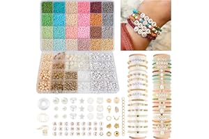 packra Perles pour Bracelets, 3mm Perles de Rocaille, Kit Perles Pour Bracelet en 24 Couleurs Morandi avec Perles Lettres, Perles en bois - Set de Bijoux Boho DIY Cadeau pour Femmes
