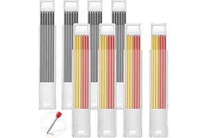 Hiboom 48 Stück 2.8mm Minen Bleistiftminen für Tischler Bleistift, HB Bruchfeste Wiederverwendbare Carpenter Bleistiftminen für Druckbleistift Holzbearbeitung Konstruktion (Schwarz, Gelb, Rot)