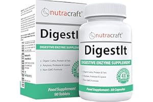 NUTRACRAFT DigestIt Digestive Enzymes | Multi-Enzyme Formula with Amylase, Protease & Lipase | Increase Energy & Reduce Gas, Bloating & Indigestion | Non-GMO | 50 Capsules