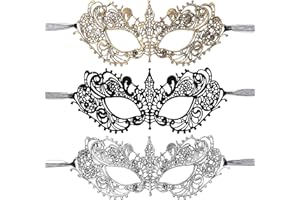 Xthrotsenk 3 Pcs Adult Masquerade Mask Lace Eye Masks Mysterious Fun Black Lace Headpiece Mardi Gras Party Supply for Women Costume Parties, Role Plays