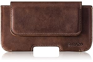SURAZO Premium 100% Echtleder Gürteltasche für Google Pixel 6 Pro Hülle Leder – Horizontale Holster Schutzhülle [Vollleder Handyhülle] Gürtel Tasche Case Cover Lederhülle (Nussbraun)