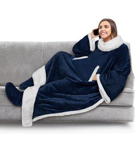 Coperta Con Maniche E Tasche Per I Piedi, Morbida E Calda, 190x135 Cm - Perfetta Per Stare Sul Divano, Leggere O Guardare La TV In Inverno