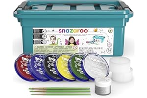 Snazaroo Kosmetyczka dla początkujących – walizka, 6 kolorów i żel brokatowy, 3 pędzle, 2 gąbki i książka do makijażu w języku angielskim (sortowana)