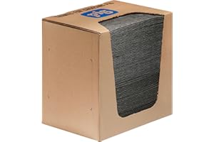 New Pig PIG Absorbent Mat Pads – Universal – Absorbs Oils, Coolants, Solvents & Water, Pack of 100, 37.1 L Capacity, Keeps Floors Clean & Safe in Industrial Workspaces