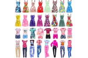 Festfun 10 Vêtement de Poupée de 11,5 Pouces 5 Tops 5 Pantalons Vêtement avec 5 Robes de Poupée de 11,5 Pouces