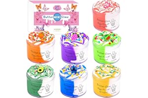 PETYUIOYU Slime Kit for Girls,7 Pack Fluffy Butter Rainbow Slime, Non-Sticky and Soft Slime for Boys, Scented Slime Party Favors, Birthday Gift, Stress Relief Toy for Kids
