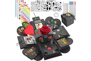 LUZOON Boîte Surprise, Boite Cadeau Anniversaire Explosion Box DIY Photo Surprise Album Scrapbooking Créatif pour Meilleure Amie Femme Anniversaire Saint Valentin Proposition
