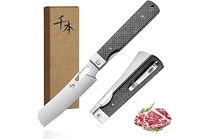 SENBON 440 Forgé Acier Inoxydable Camping Chef Lame Tranchant Pliant Portable Voyage Fruits Couteau à Fruits Poignée en Fibre de Carbone Couteau de Cuisine