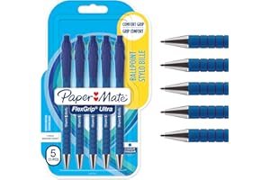 Paper Mate Flexgrip Ultra Retractable Ballpoint Pens | Medium Point (1.0mm) | Blue | 5 Count