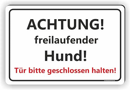 Generisches Blechschild „Achtung Freilaufender Hund“ – 20x30 Cm, Gewölbt, Lackiert, Mit Befestigungslöchern