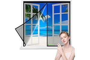 CGUOZI Cat Window Screen, 200x105cm Pets Protection Window Guard with Bilateral Zipper, Prevent Cats Jumping Out from Window, Bedroom,Living Room, Kitchen Patio Door Black