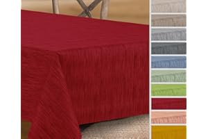 ‎BEAUTEX Wachstuchtischdecke rund oval eckig, Georginias Tischdecke abwischbar, Farbe und Größe wählbar (Eckig 100x140 cm Rot)