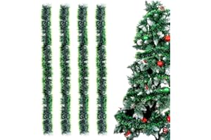 Sprinlot Guirnalda Navidad Verde, 8M Verde Guirnalda Espumillón de Navidad, Guirnalda Abeto Navidad, Espumillon Arbol Navidad Verde, Guirnalda Adorno Arbol Navidad