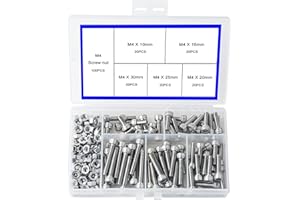 newlng M4 Innensechskantschraube 304 Edelstahl Sechskantschraube Kopf Mechanische Teile Bolzen und Mutter Kombinationsbox Zylinderschrauben mit Innensechskant