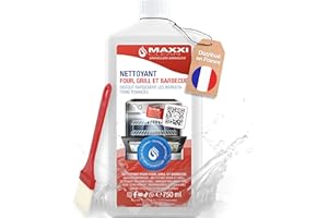 Maxxi Clean | Kit de nettoyage pour four et grill | 750 ml de gel avec 1x pinceau | nettoyant et dégraissant extra puissant pour four, plaque de cuisson et grill | dissout les incrustations