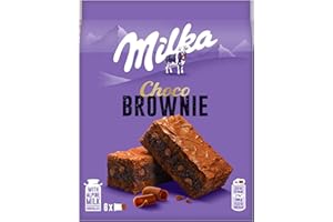 Milka, Choco Brownie, Tortina Soffice e Golosa con Golose Pepite di Cioccolato al Latte e un Cuore di Cioccolato Milka, con Latte Alpino, Cacao Sostenibile, 150g (6 merende da 25g)