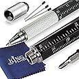 King of Flash 6 in1 Multi Tool Pen - Ballpoint Pen, Touchscreen Stylus, Ruler, Spirit Level, Flat and Phillips Screwdriver & Microfiber Cloth - Unusual Gifts Men Gadgets Novelty Gift for Dad Boyfriend