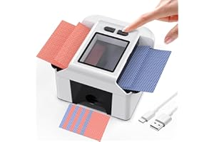 ShinePick Kartenmischmaschine Elektrische für 1-2 Decks, One-Press Auto & Manueller Wiederaufladbarer 2000mAh Geräuscharm Kartenmischgerät für UNO, Skip BO, Poker, Blackjack (Weiß)
