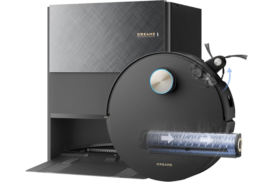 DREAME Aqua10 Ultra Roller Complete Robot Vacuum Cleaner, Self-cleaning Roller, Overcomes 8 cm Obstacles, Self-Emptying, Suction 30,000 Pa, Avoids Over 240 Objects, Intelligent Voice Control, Black