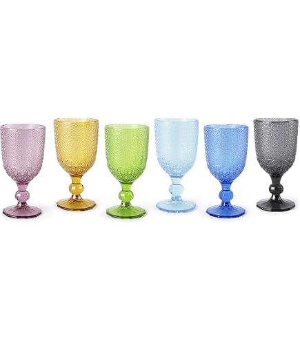 H&H Lot De 6 Verres Saturne En Verre Assortis 28cl - Élégance Moderne Pour Votre Table