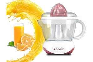 BEPER BP.101H Spremiagrumi elettrico, 25W, 700 ML ,2 Coni diverse dimensioni, Coperchio di protezione, Bianco/Rosso