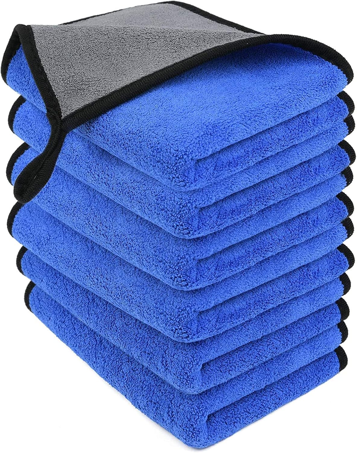 URAQT Lot de 6 chiffons de nettoyage en microfibre pour voiture, deux couches, serviettes en microfibre épaisses, non pelucheuses, super absorbantes, pour le lavage de la maison et de la voiture, le séchage, les détails, 40 x 30 cm