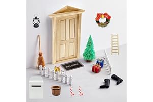 Heryamess 17 Piezas Juego de Puerta de Navidad en Miniatura,Puerta Gnomo Accesorios,Decoración de La Casa de Gnomo de Navidad,Puerta Gnomo Decoración,Casa Muñecas Navidad Decoración