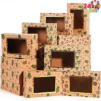 MIMIND 24 Stück Valentinstags-Keksboxen Mit Fenster – 30,5x14x6,4cm, Mit Geschenkanhängern & Schnur – Für Cupcakes, Süßigkeiten, Geschenkverpackung
