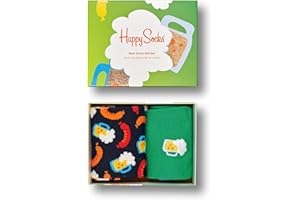 Happy Socks 2-Pack Beer Socks Gift Set, colorate e divertenti, Calzini per uomo e donna, Verde-Blu-Arancia 2 paia