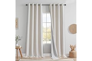 MYSKY HOME Vorhang 100% Blickdicht Gardinen mit Ösen Verdunklungsvorhänge Leinen-Mischung Thermovorhang Kälteschutz Hitzeschutz vorhänge für Wohnzimmer Schlafzimmer 2er Set H 245 x B 140 cm, Leinen