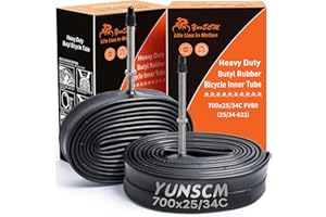 YunSCM 2PCS 700C Bike Heavy Duty Tubes 700x25C 700x28C 700x30C 700x32C 700x34C ETRTO 25/34-622 FV80mm Long Presta Valve 28" Inner Tubes Compatible with 700x25C/28C/30C/32C/34C bike Tyre Tubes