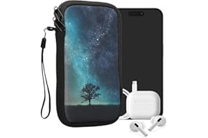 ‎KWMOBILE kwmobile Handytasche für Smartphones XL - 6,7/6,8" - Neopren Handy Tasche Hülle Cover Case Schutzhülle - Galaxie Baum Wiese Blau Grau Schwarz - 17,2 x 8,4 cm Innenmaße
