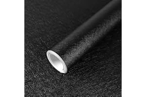 Abyssaly Self Adhesive Wallpaper Black Stick On Removable Embossed Peel and Stick Vinyl 60cm X 500cm for Home Decoration Kitchen Worktops Furniture Stickers Solid Color Silk Paper
