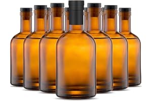 Danmu Art Brown Glass Bottles 375ml with Cork Stopper Airtight Lids - for Home Brewing Beverages Drinks,Kombucha,Syrups,Oil Vinegar (6)