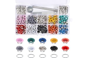 MENGH-SHOP 300 Piezas Kit de 5mm Ojales Metalicos de Multicolor Artesanía con Herramientas de Instalación, Adecuado para Zapatos, Sombreros, Cinturones, Ropa, Bolsos (10 Colores)