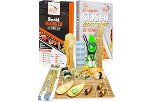 Sushitillverkningskit – sushitillverkarset med rullmatta i bambu – gör din egen sushi hemma – 14 st allt i ett 2 mattor, 3 pa