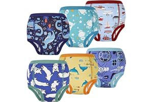 FLYISH DIRECT Children's Training Pants, Boys' Potty Training Pants, Girls' Potty Training Pants, Waterproof Training Pants, Pack of 6, 1-6 Years