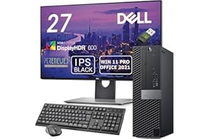 PCRENEWED TECNOLOGIA ACCESSIBILE Desktop-PC i7-8700 bis zu 4,6 GHz | 27″ Dell Monitor | 32 GB RAM | DVD-RW | 1 TB NVMe M.2 SSD | Büro-Desktop-PC | Windows 11 Pro + Office 2021 | Kabellose Maus und Tastatur (Generalüberholter)