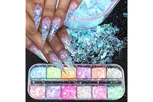 GZSYY Nail Art Glitter Pailletten Flocken Irisierende Eisschlacke Nagel Glitter Chunky Flakes 3D Holographic Nails Schmetterling