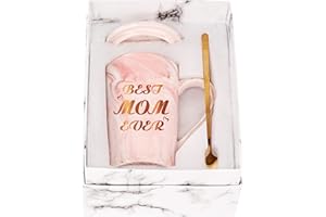 SHENDONG Best Mom Ever" Kubek Ceramiczny 400ml | Prezent dla Mamy | Z Łóżką i Pudełkiem Prezentowym | Idealny naświęto Matki, Urodziny i Inne Wyzwolenia