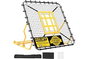 UTHEER Baseball Rebounder Net for Volleyball Softball Soccer Lacrosse Adjustable Bounce Back Pitching Trainer with Strike Zone & 9-Grid Target Angled Rebound for Fielding Batting Hitting & Backyard Practice
