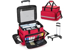 ‎CURMIO CURMIO Lehrertasche mit Rollen, Teacher Arbeitstasche Damen mit Gepolstertem Fach für bis zu 14” Laptop, Multifunktionale Schultrolley für Unterricht, Büro, Basteln (Nur Tasche), Rot