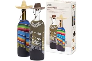 Monkey Business Coffret cadeau pour les amateurs de vin / 2 bouchons de bouteille en silicone et 2 ponchos en néoprène/isolez les bouteilles de vin et ouvrez les bouteilles pour plus tard/Wild