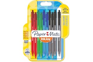PAPER MATE Papermate InkJoy 100 Penna a Sfera a Scatto, Punta Media da 1.0 mm, Confezione da 10, Colori Assortiti