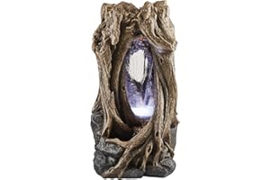 SERENITY WATER FEATURES Serenity Hollow Tree Trunk Water Feature with LED Lights, Self-Contained, Weatherproof for Garden, Patio & Decking (Height 80.5cm)