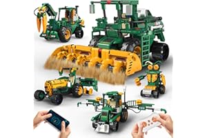 Technik Roboter Kinder, 5 in 1 Roboter bausatz mit App & ferngesteuert RC Technic Roboter Baukasten/Traktor/mähdrescher/wasserwagen,313 Stück RC programmierbarer Geschenk für 5 6 7 8 10 Jahre Jungen