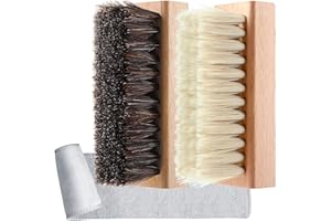 ZJoey 3 Pcs Sneaker Shoe Cleaner Brush Set Include Boar Cleaning Brush and Plastic Bristles Shoe Clean Brush with Microfiber Cloth