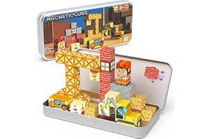 STEM MATCH Bloques Magnéticos Juguete de Viaje, Caja de Hierro Portátil Bloques Magnéticos, Juguete Magnético de Construcción Regalo para Niños 3+ Años (35pcs Ingeniero)