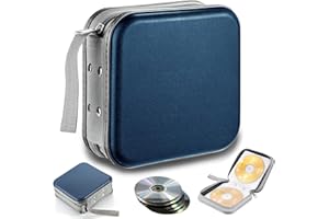 qhklew Custodia per CD per 40 dischi, CD DVD Discs, con chiusura lampo, borsa Oxford, salvaspazio, per auto e casa (plastica rigida blu)